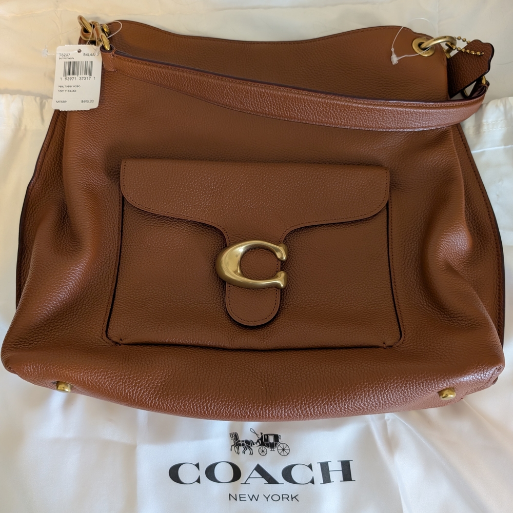 Coach Taby Hobo Pebbled Brown Leather Shoulder Bag NWT